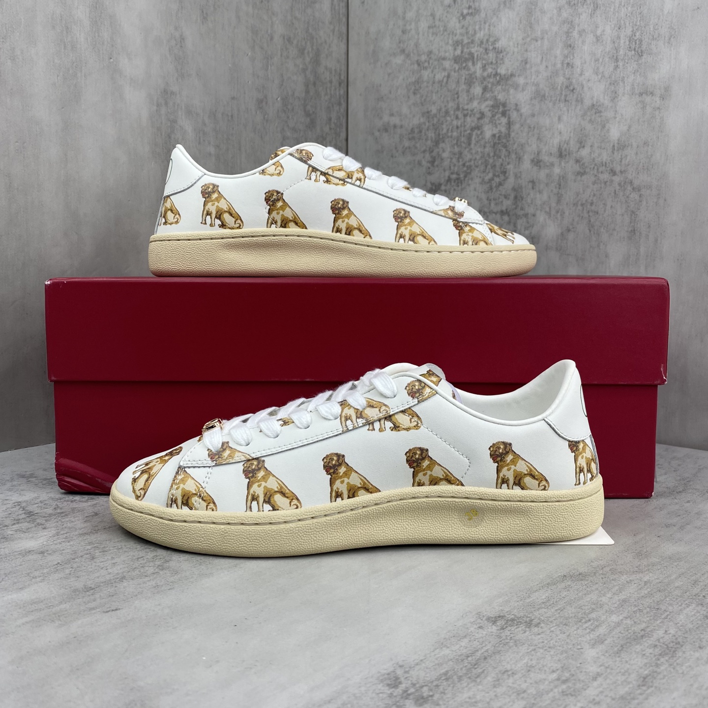 Valentino Dog Print Low-Top Sneakers White