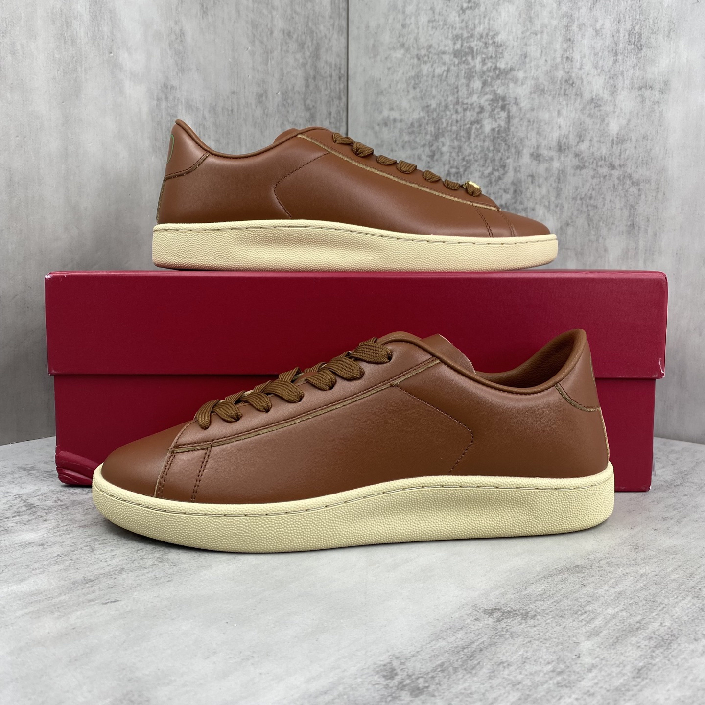 Valentino Low-Top Leather Sneakers Brown