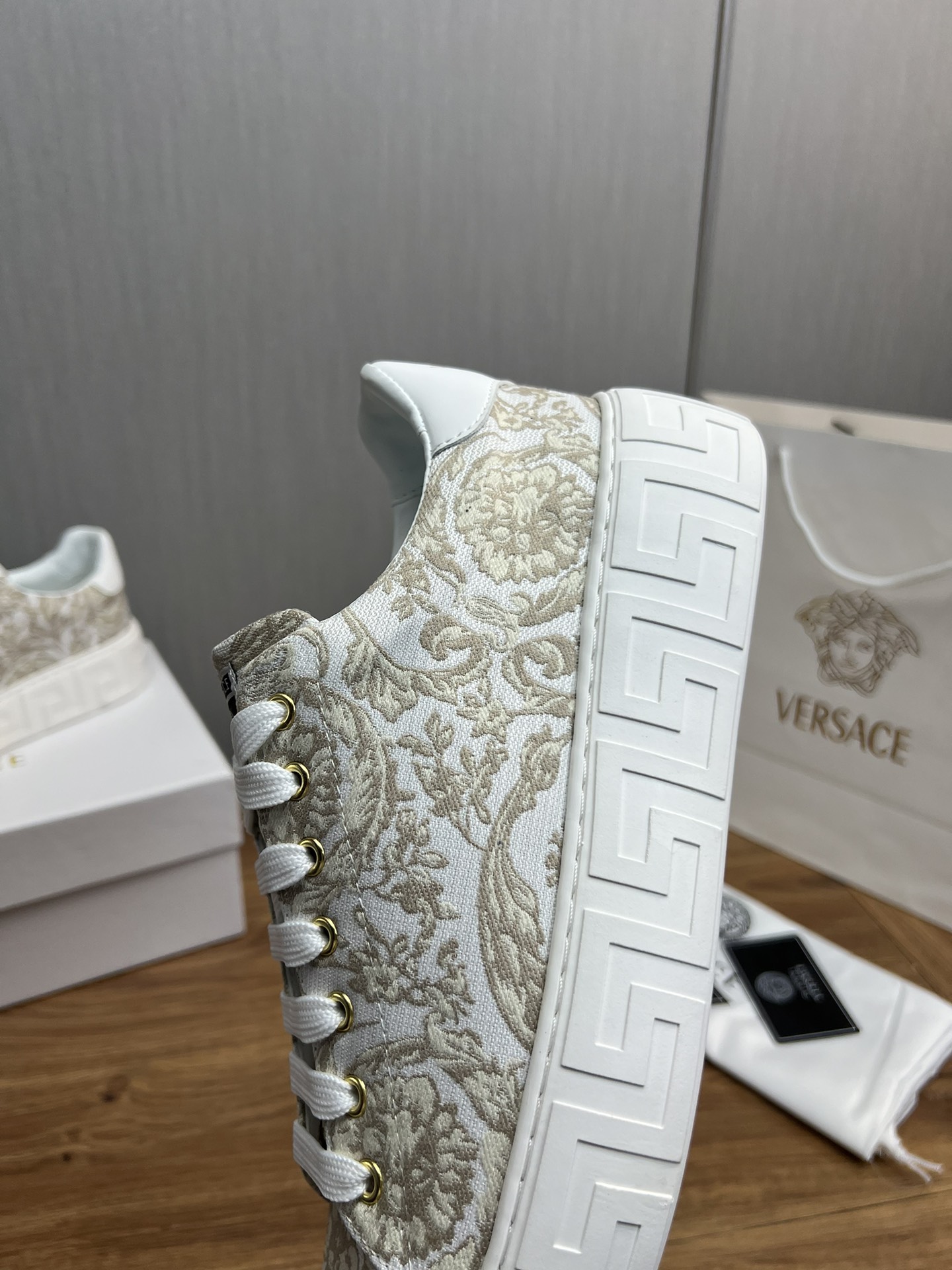 Versace Jacquard Leather Sneakers Multi