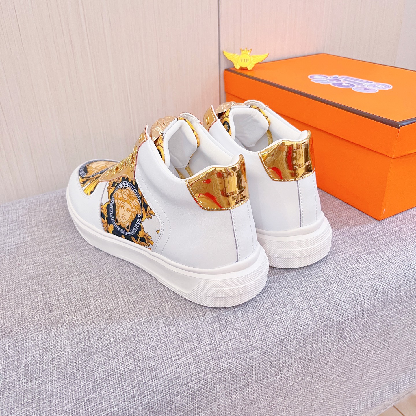 Versace Medusa High-Top Sneakers White/Gold