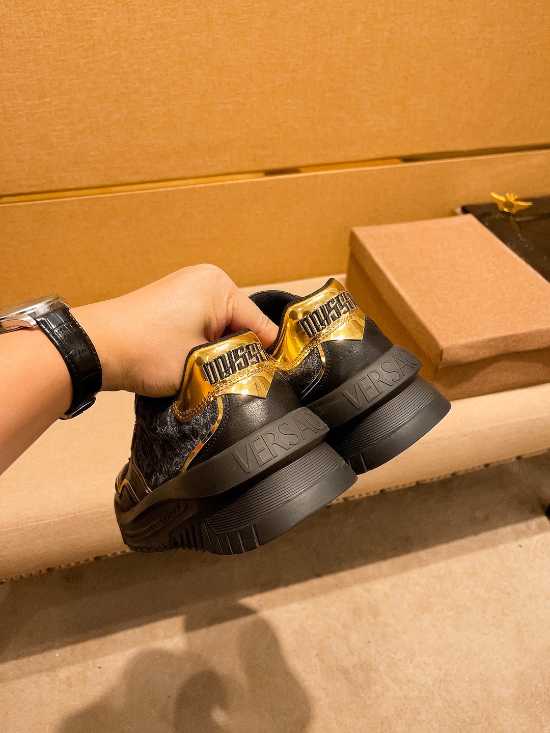 Versace Chunky Low-Top Sneakers Black Gold
