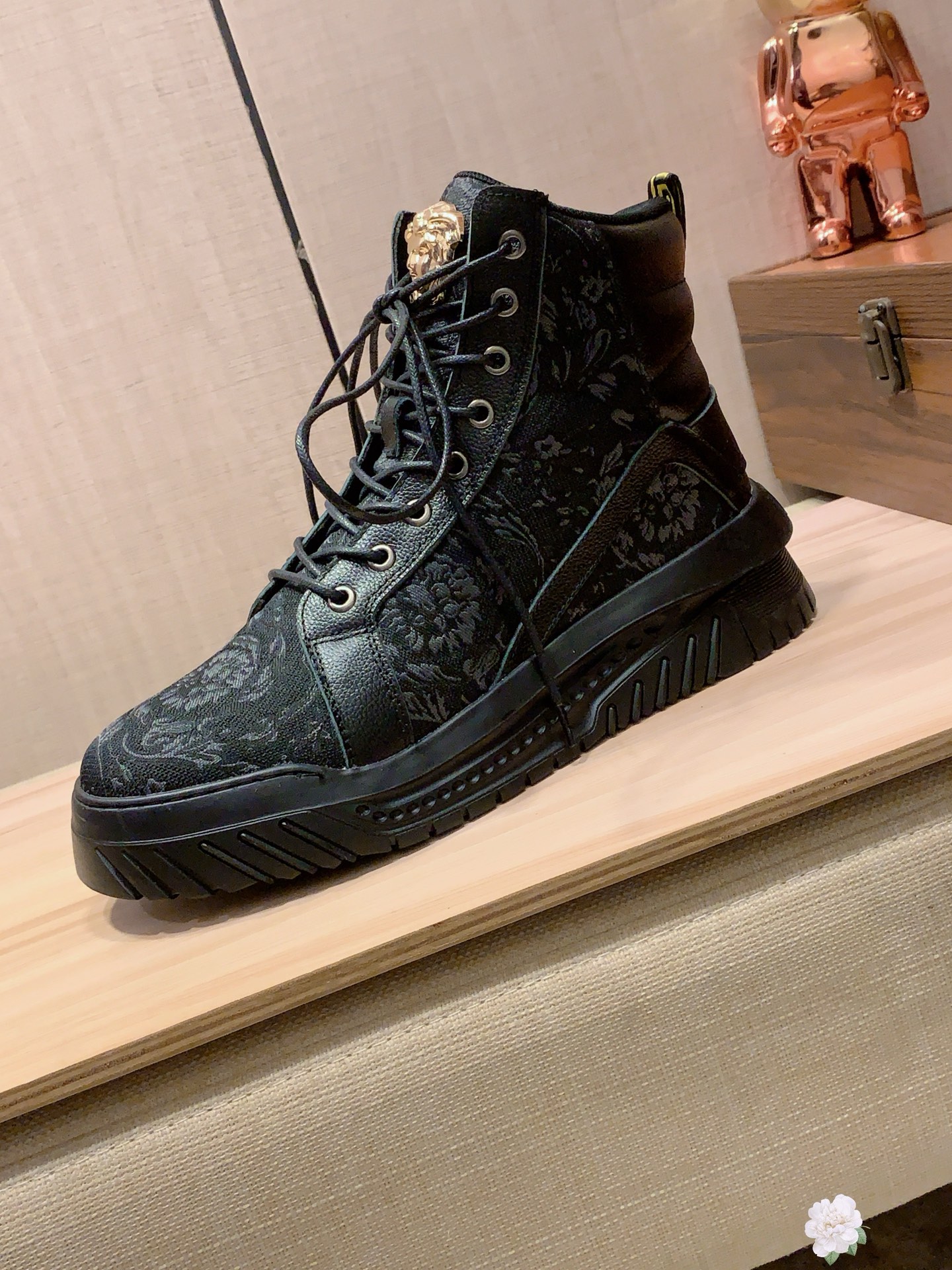 Versace Medusa High-Top Boots Black