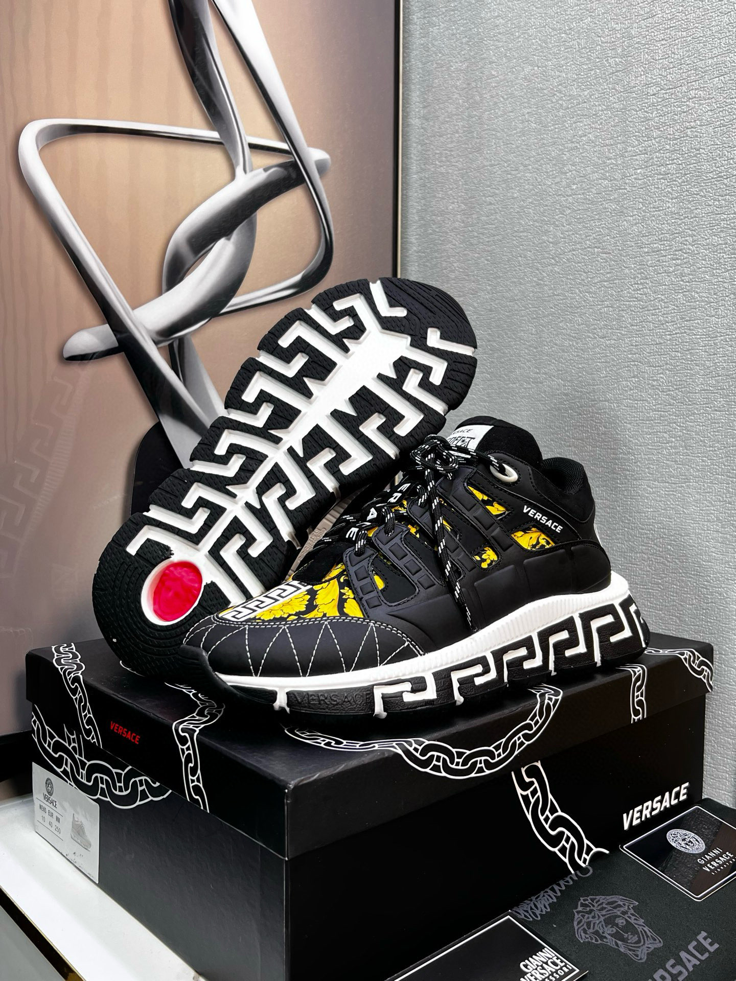 Versace Trigreca Chunky Sneakers Black Yellow