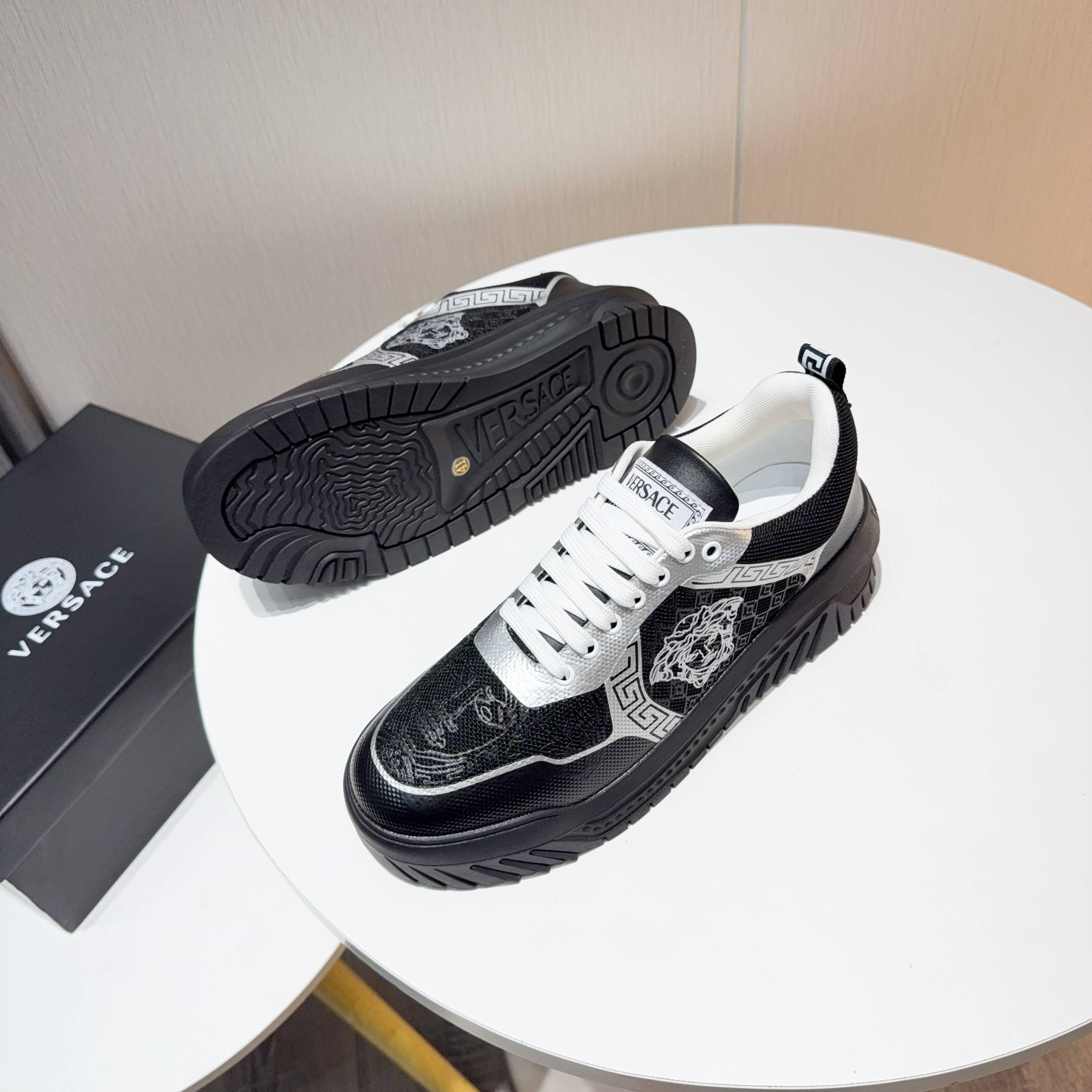 Versace Grace Labyrinth Knit Sneakers Black/Silver