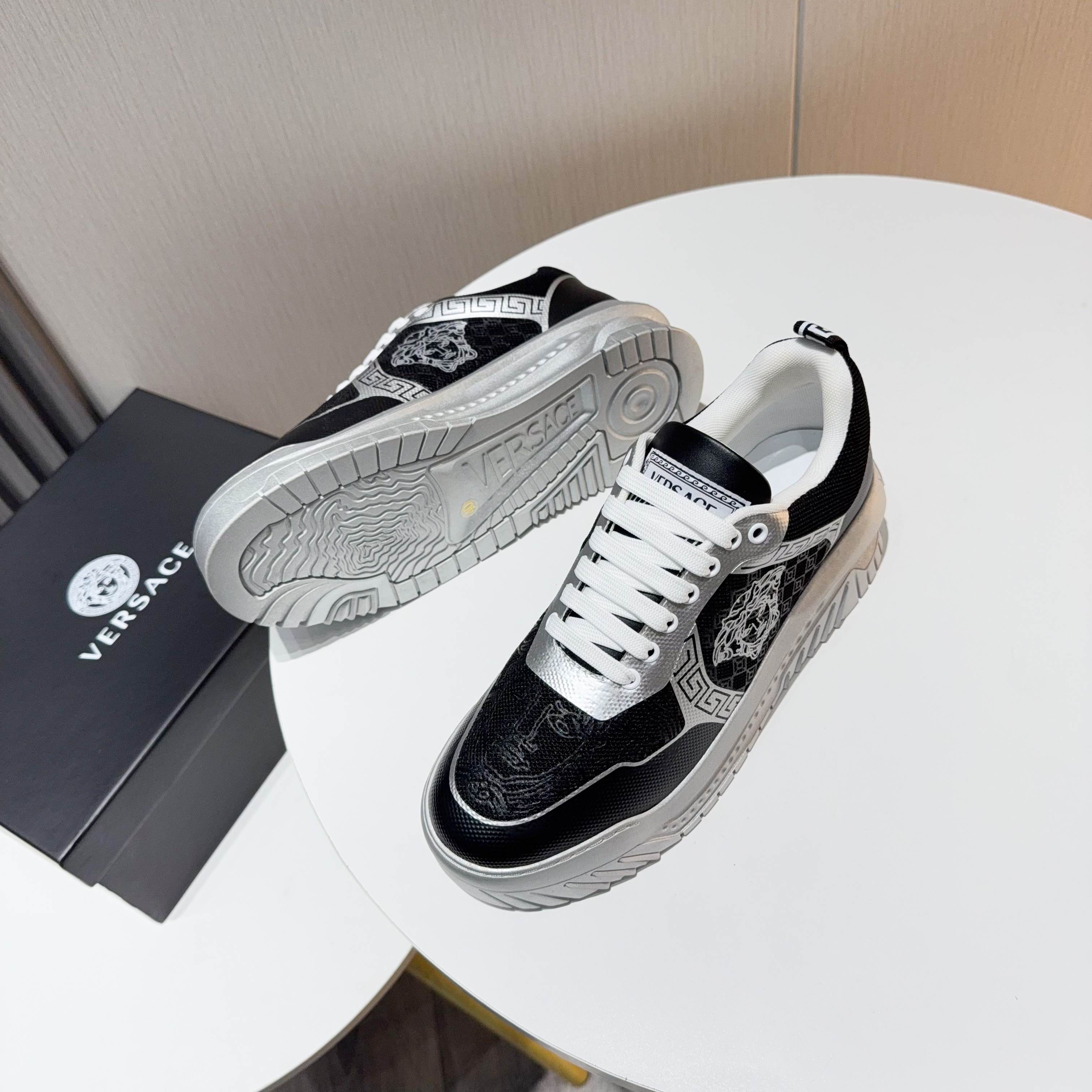 Versace Grace Labyrinth Knit Sneakers Black/Silver