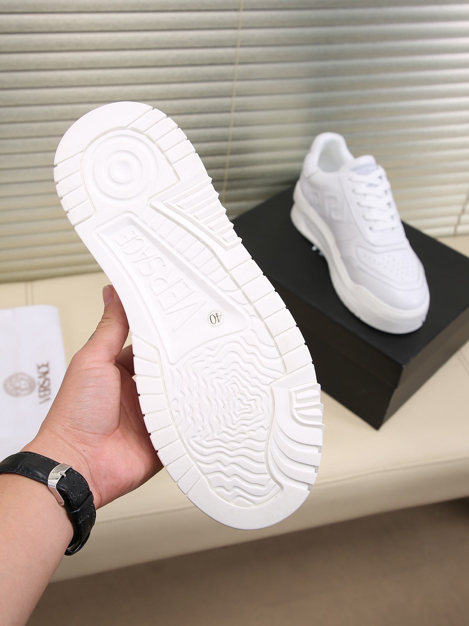Versace Grace Labyrinth Knit Sneakers White