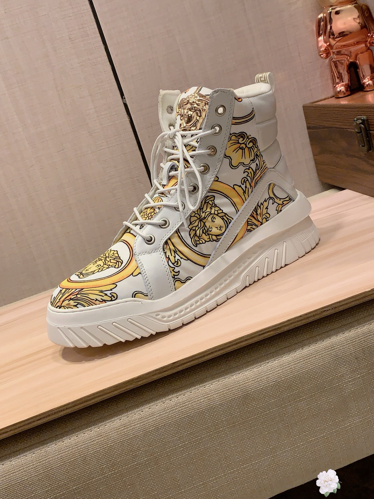Versace Baroque High-Top Sneakers White/Gold