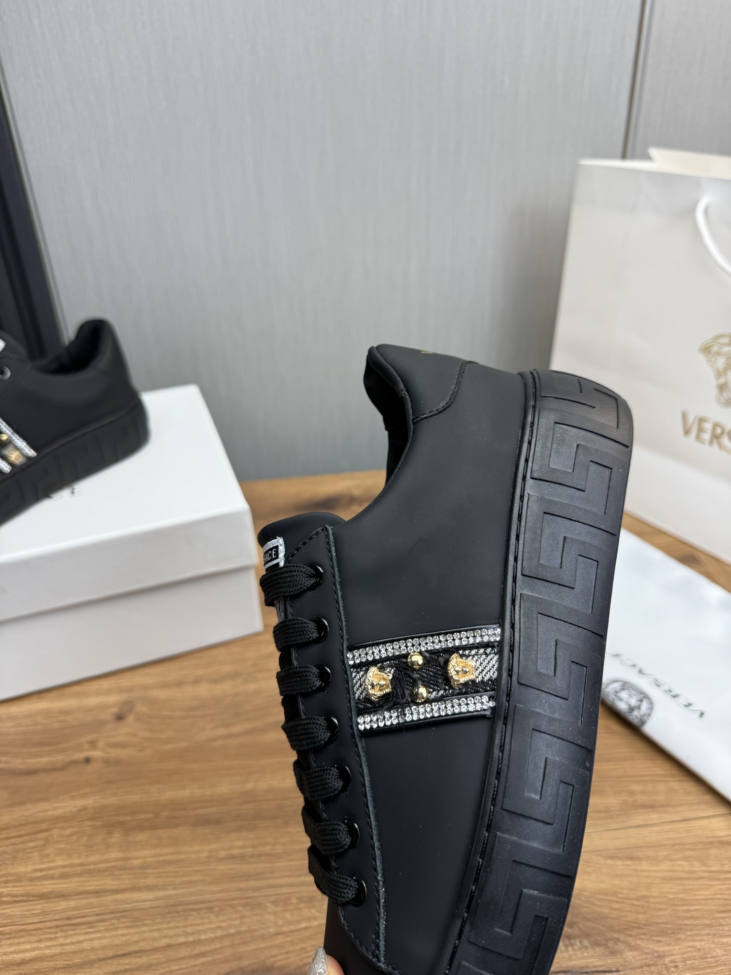 Versace Leather Casual Sneakers Multi-Color