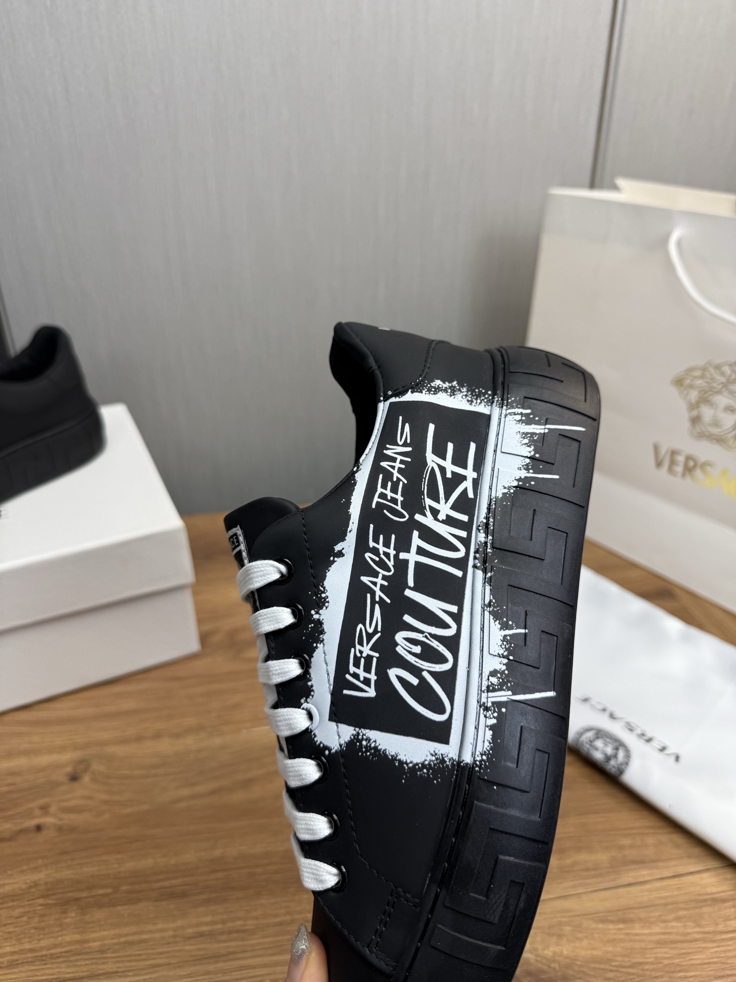 Versace Leather Low-Top Sneakers Multicolor