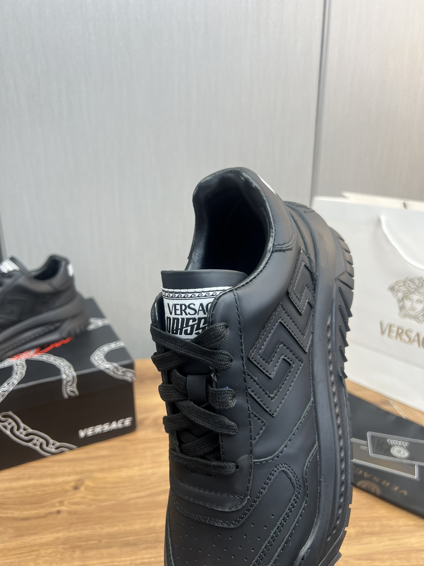Versace Leather Casual Sneakers Black