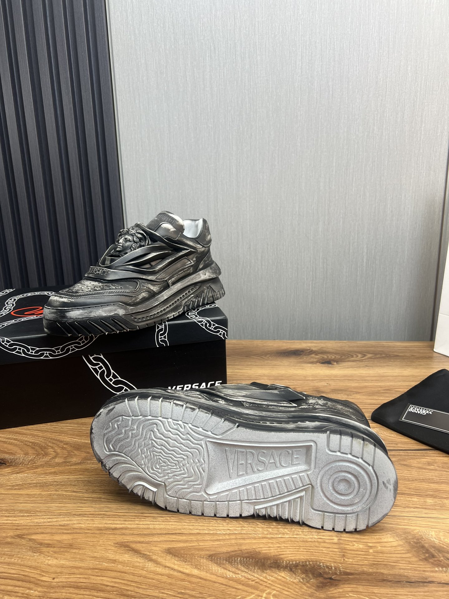 Versace Medusa Leather Sneakers Black
