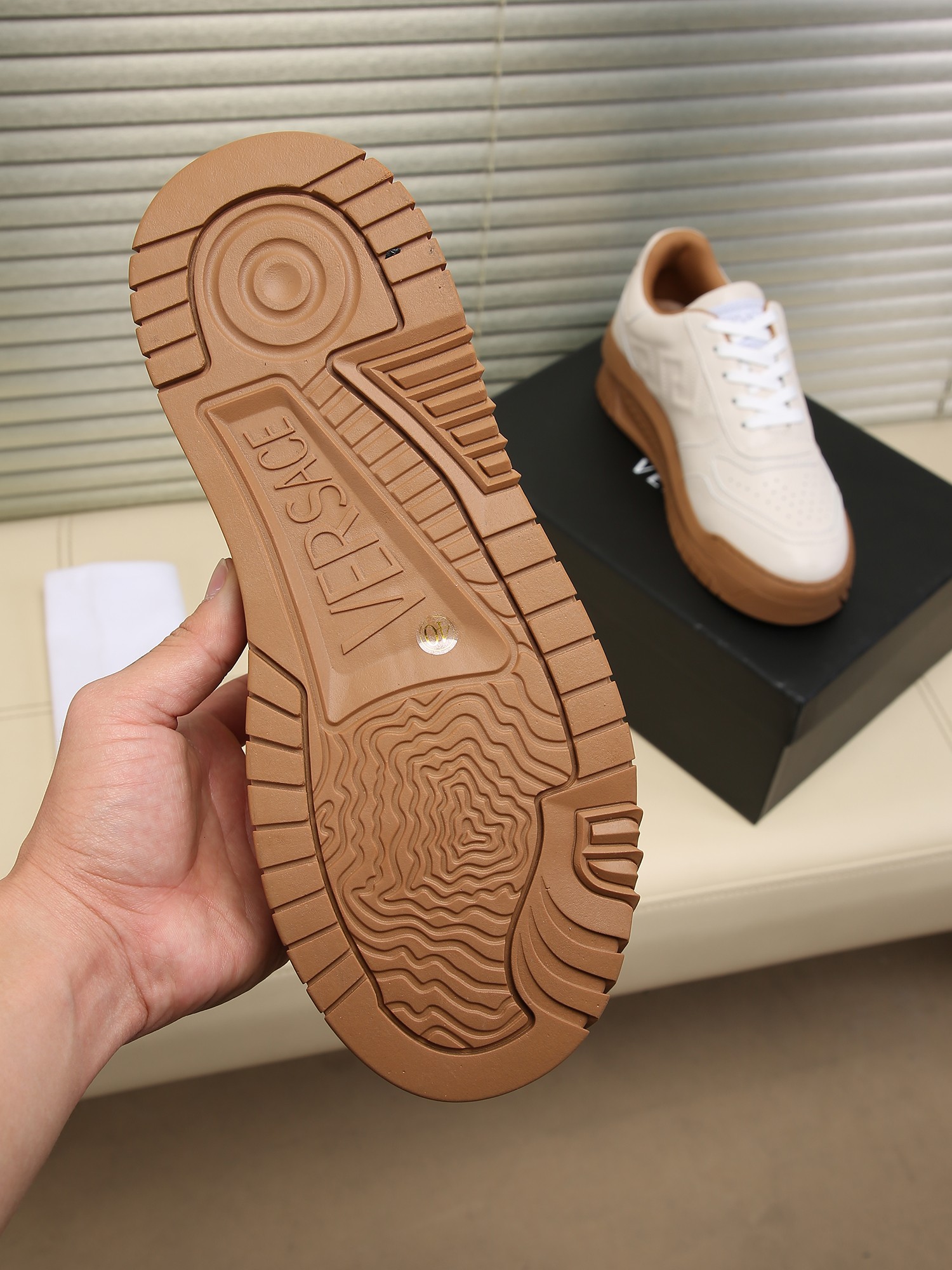 Versace Greek Key Chunky Sneakers White/Tan