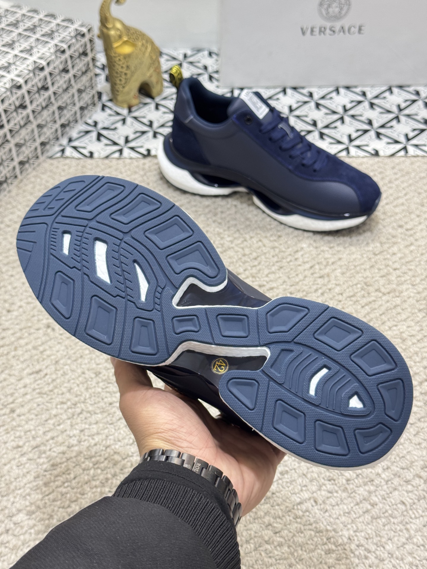Versace Low-Top Runner Sneakers Navy
