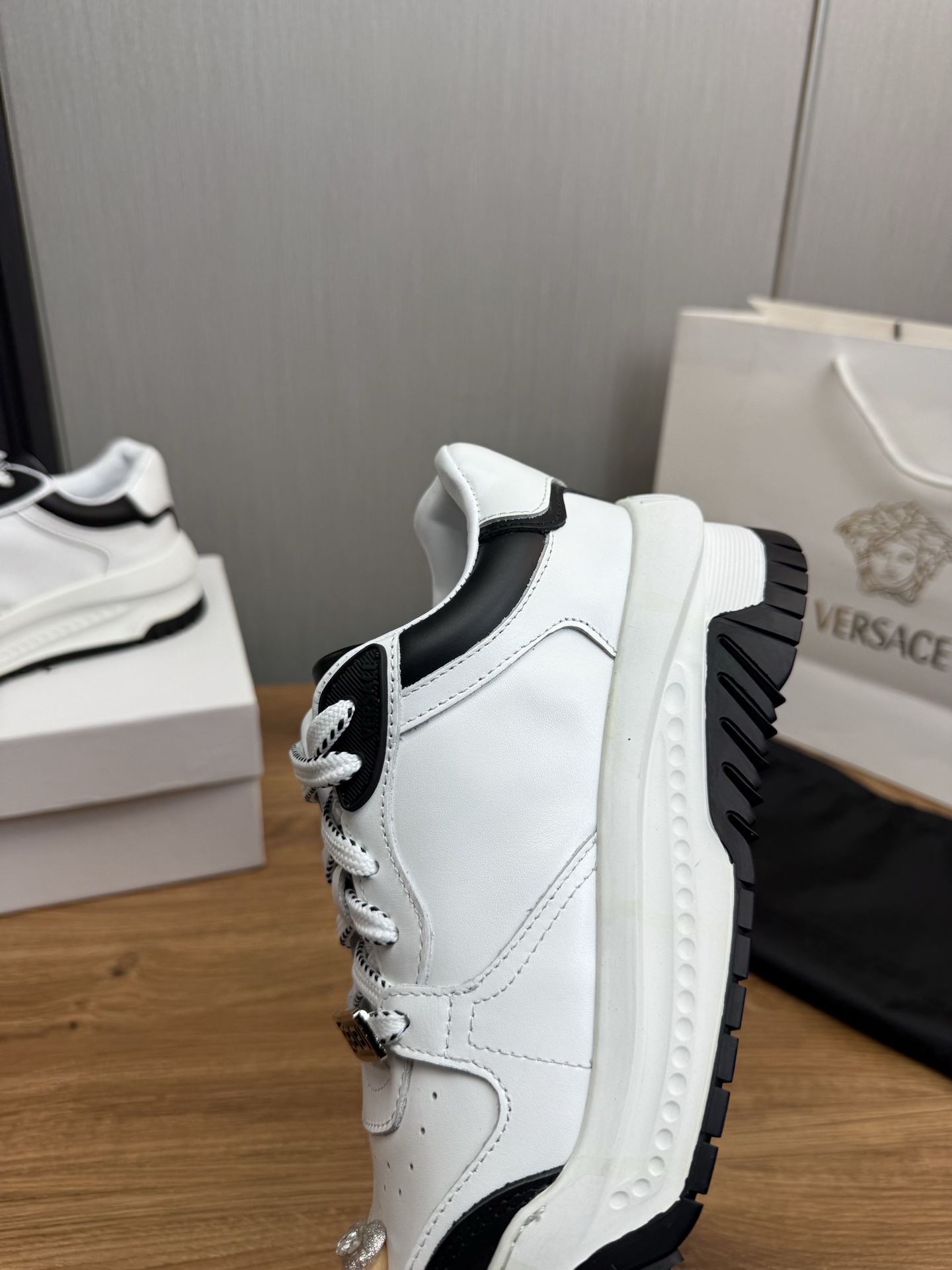 Versace Leather Chunky Sneakers White/Black