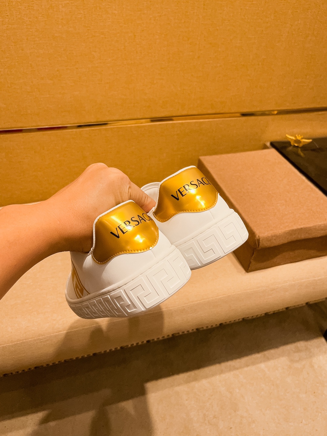 Versace Leather Low-Top Sneakers White/Gold