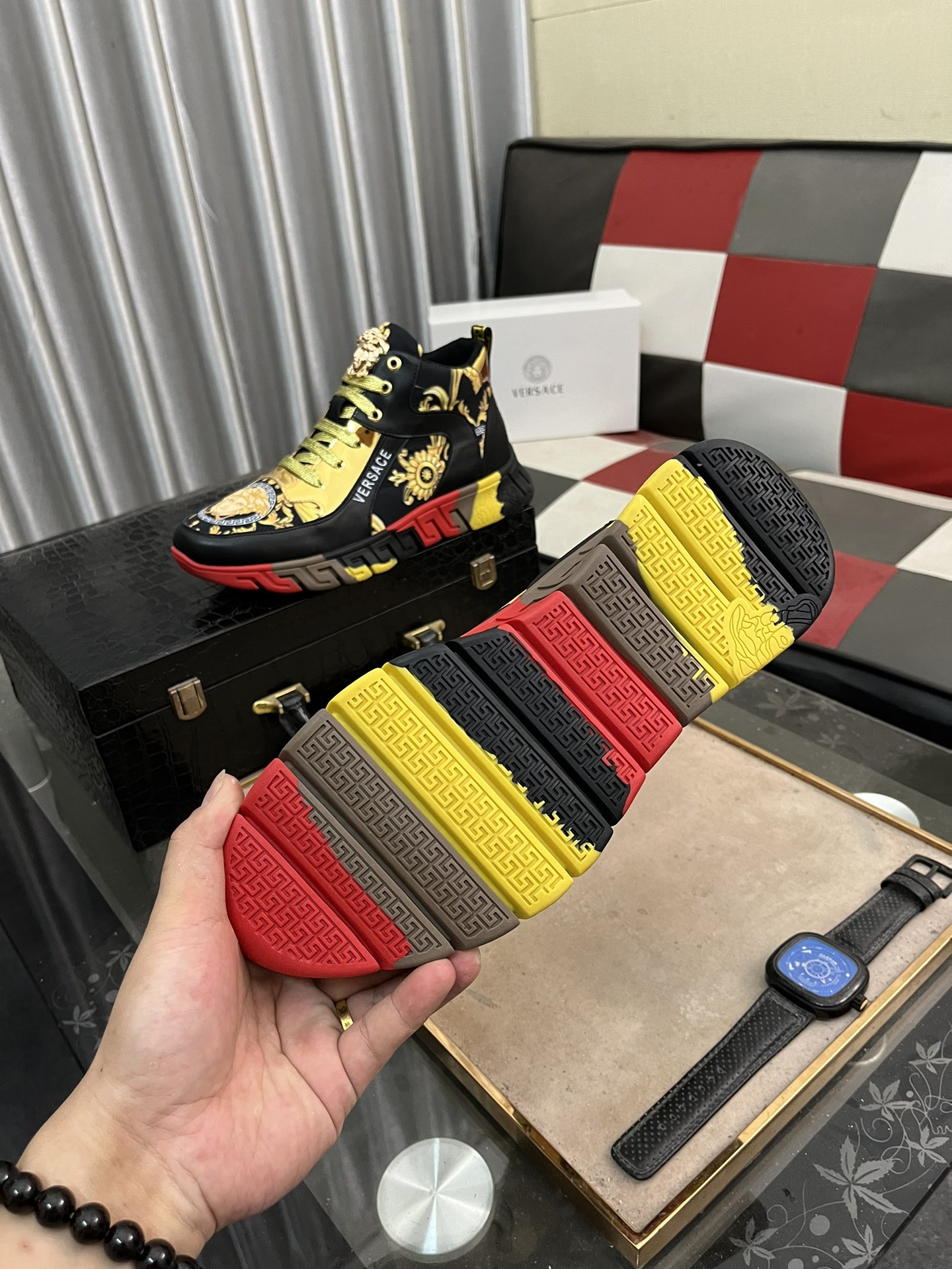 Versace Medusa High-Top Sneakers Black/Gold