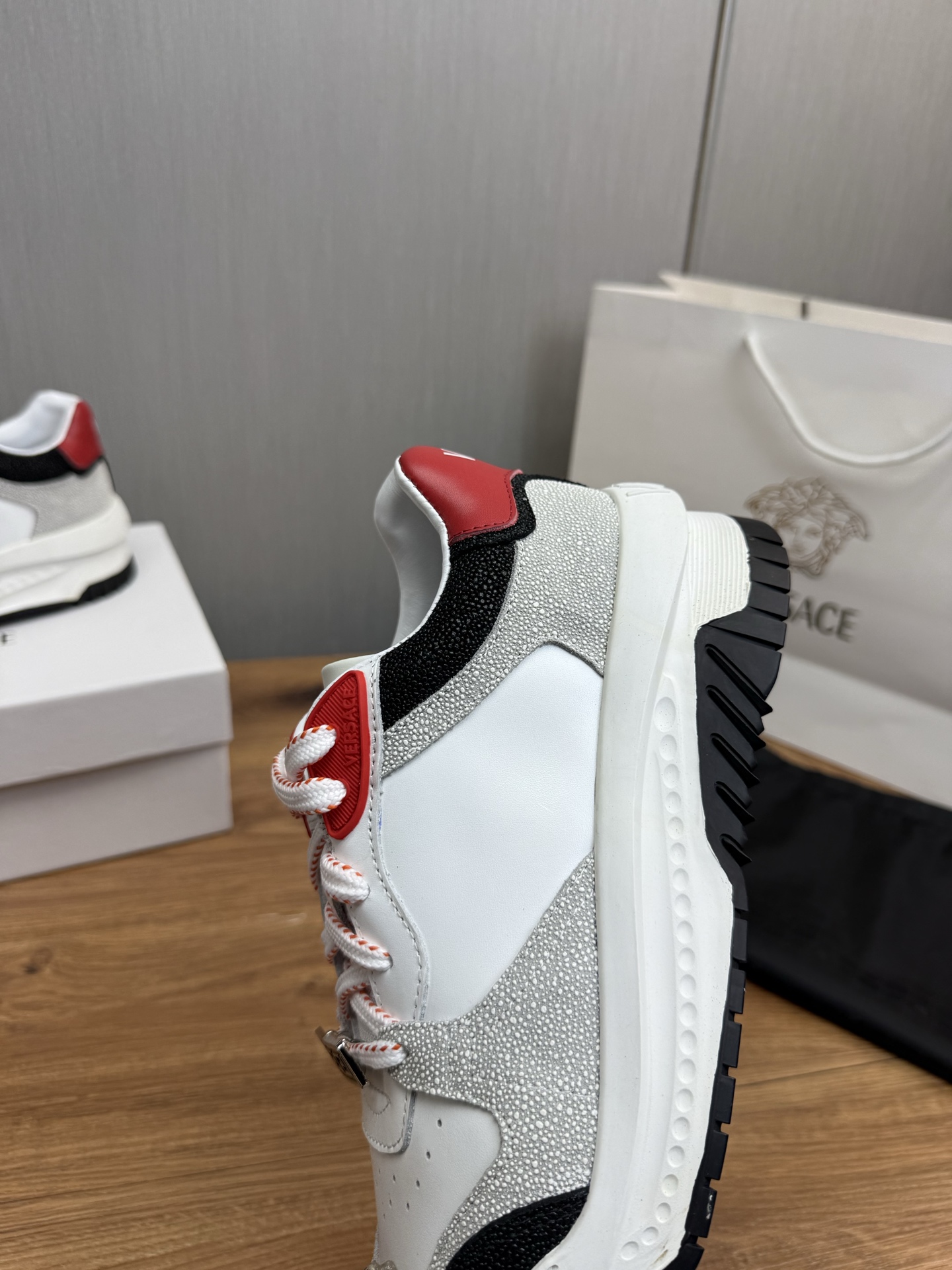 Versace Leather Casual Sneakers Multi-Color