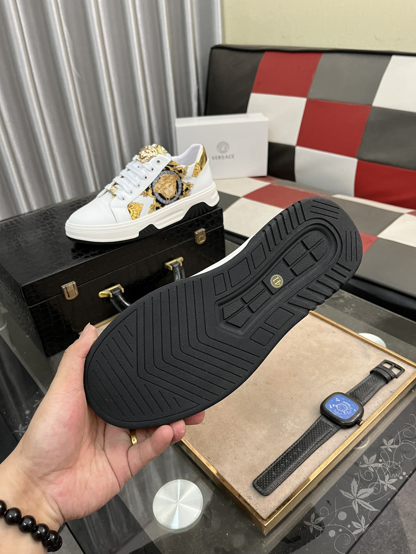 Versace Medusa Leather Sneakers White/Gold