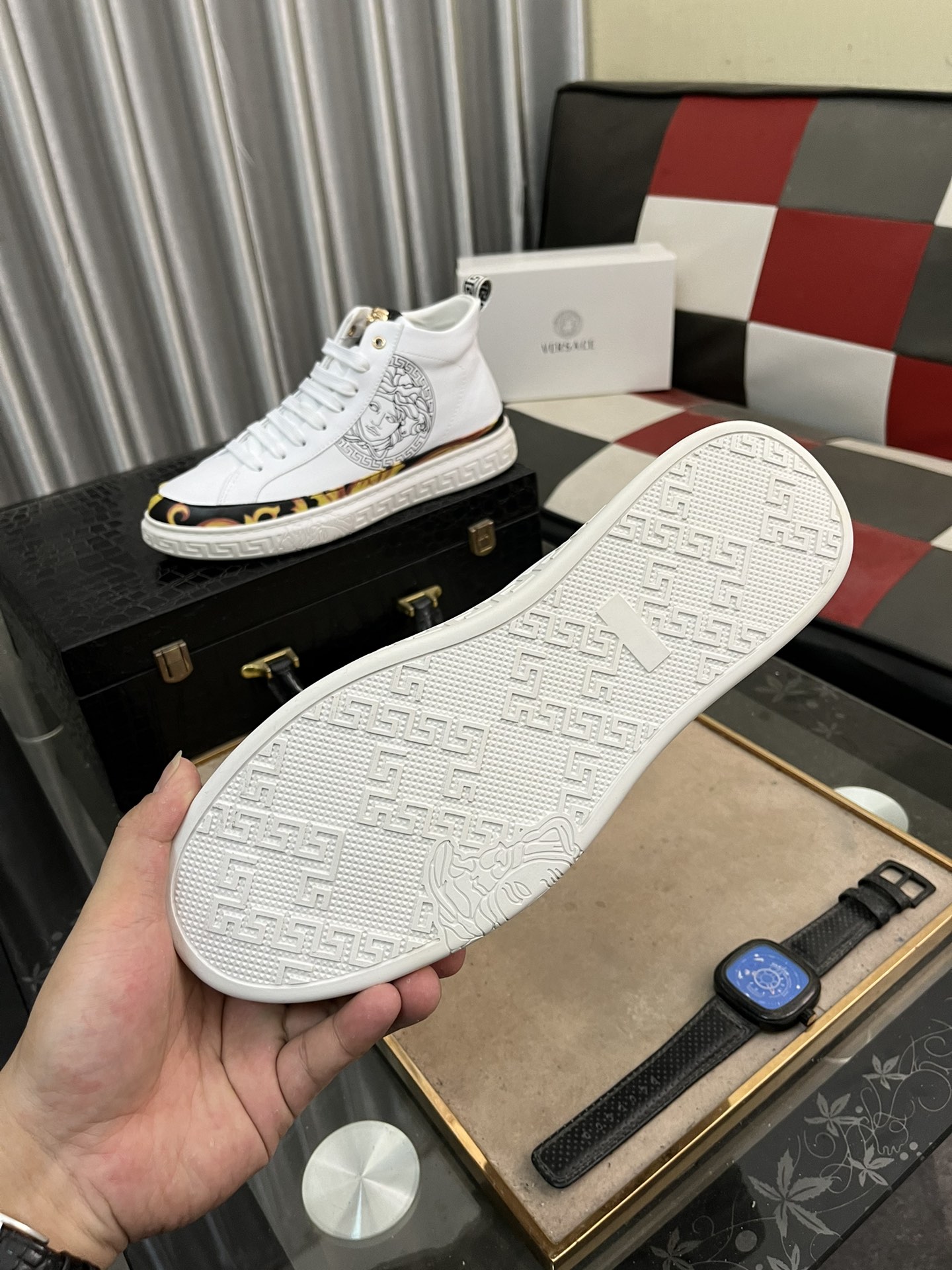 Versace Medusa High-Top Sneakers White
