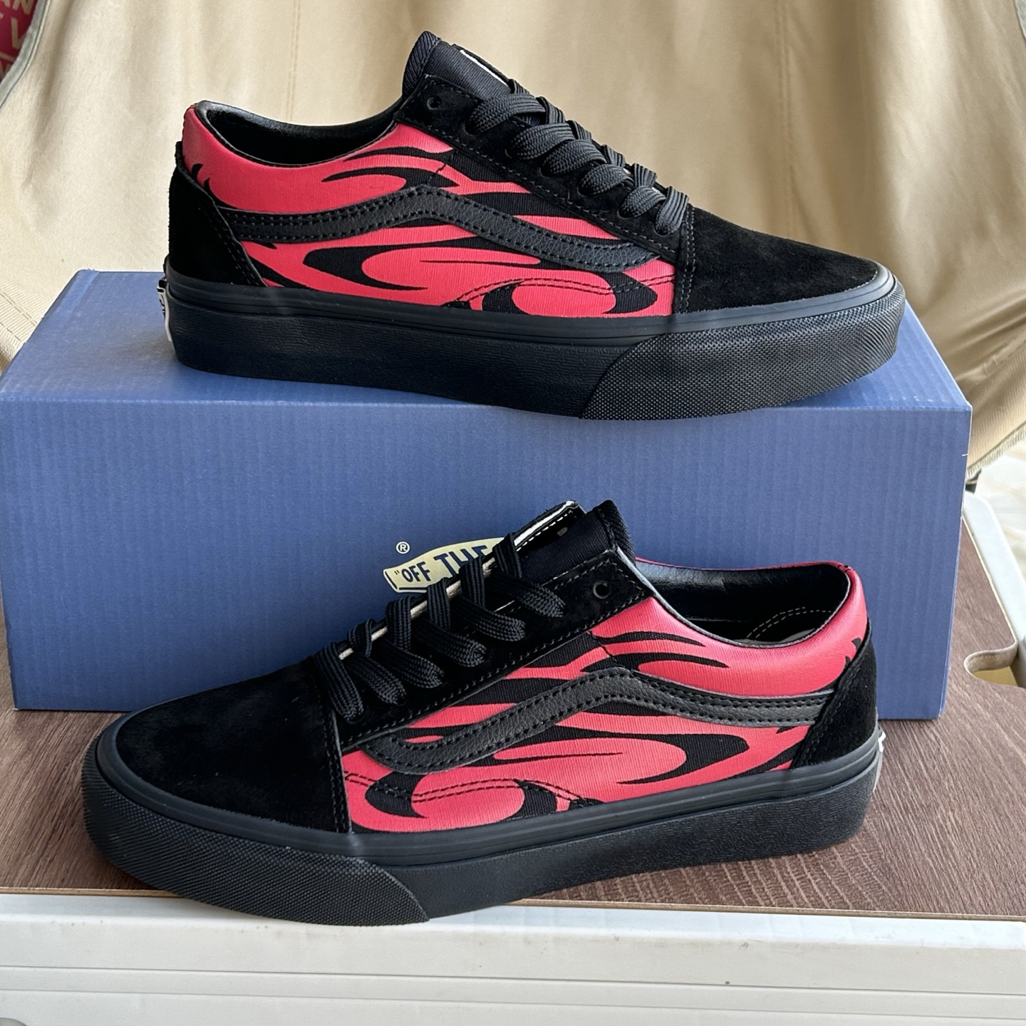 Vans Old Skool Flame Low-Top Skate Shoes Black/Red