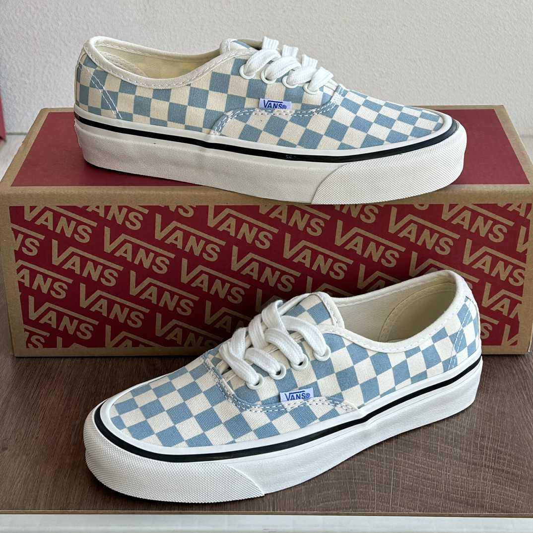 Vans Authentic 44 DX Checkerboard Skate Shoes Blue