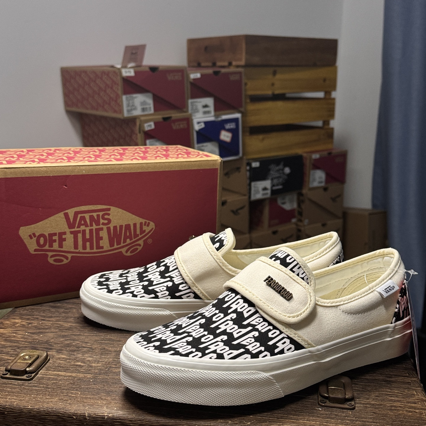 Vans Slip-On x FOG Hook-and-Loop Sneakers Black/White