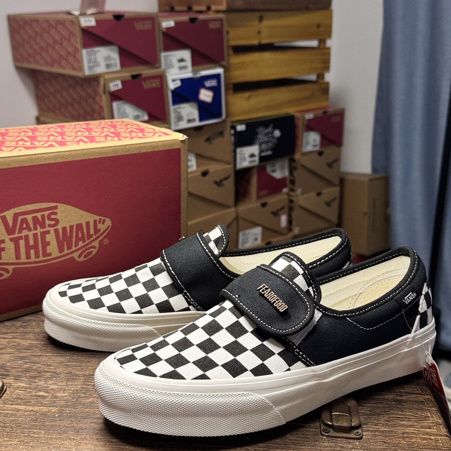 Vans Slip-On x FOG Checkerboard Shoes Black/White