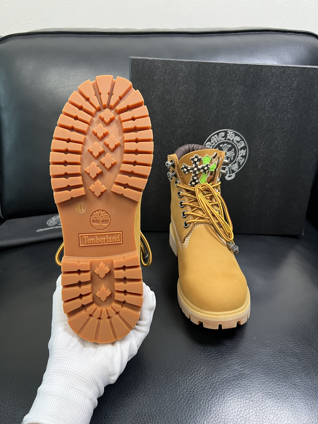 Chrome Heart x Timberland Lace-Up Boots Wheat