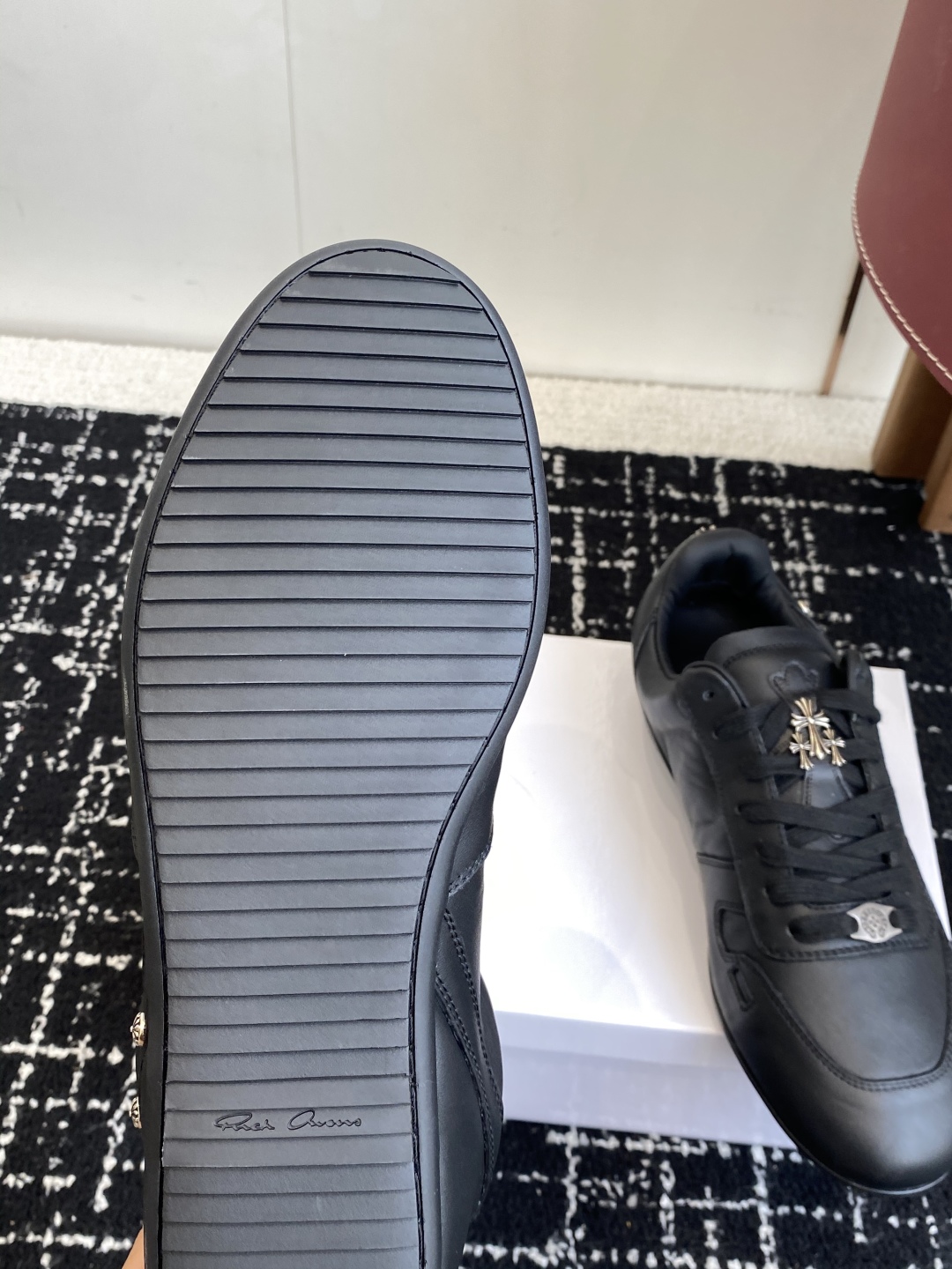 Rick Owens Leather Trainer Sneakers Black