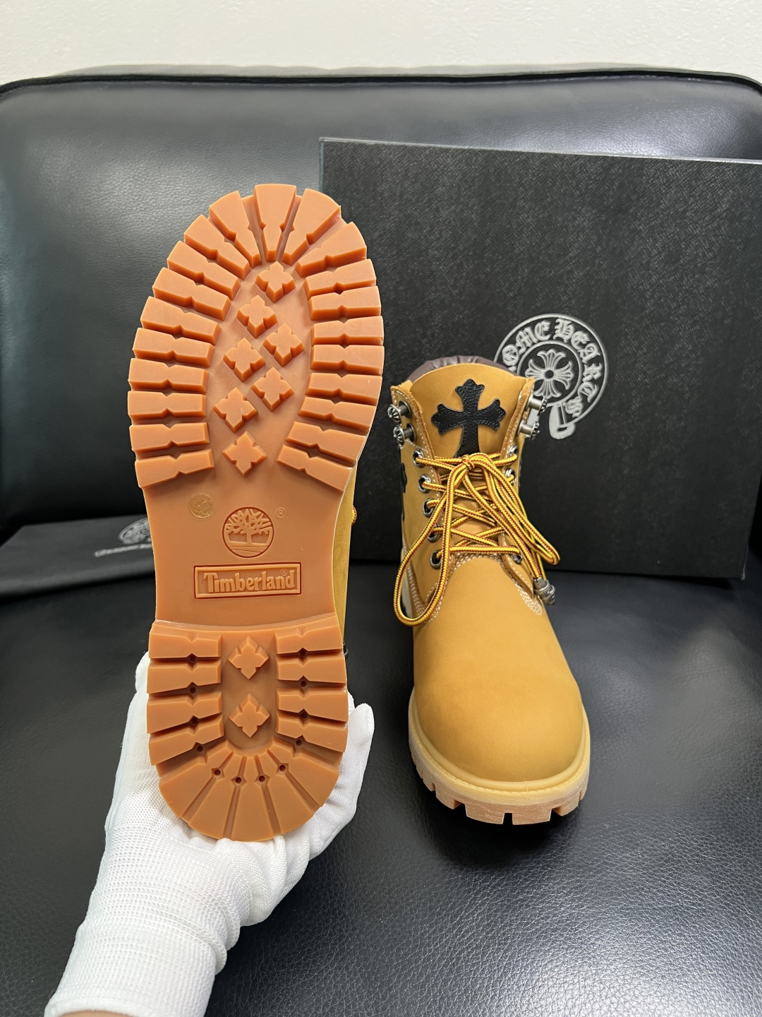 Chrome Heart x Timberland Leather Boots Wheat