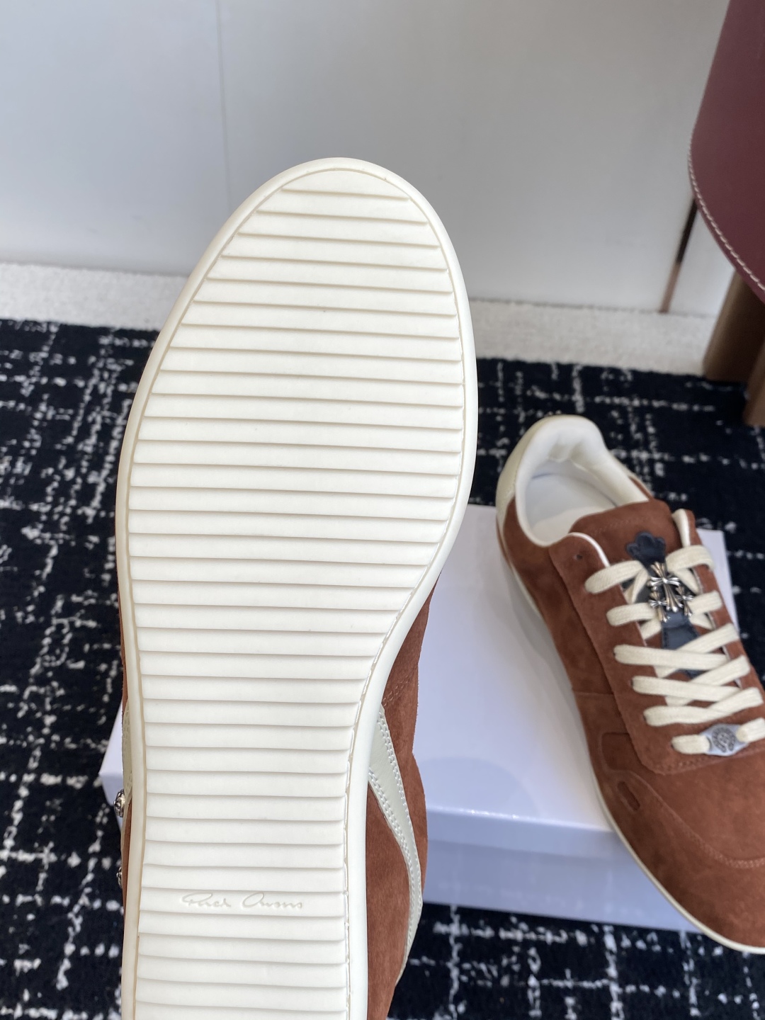 Rick Owens Suede Low-Top Trainer Brown