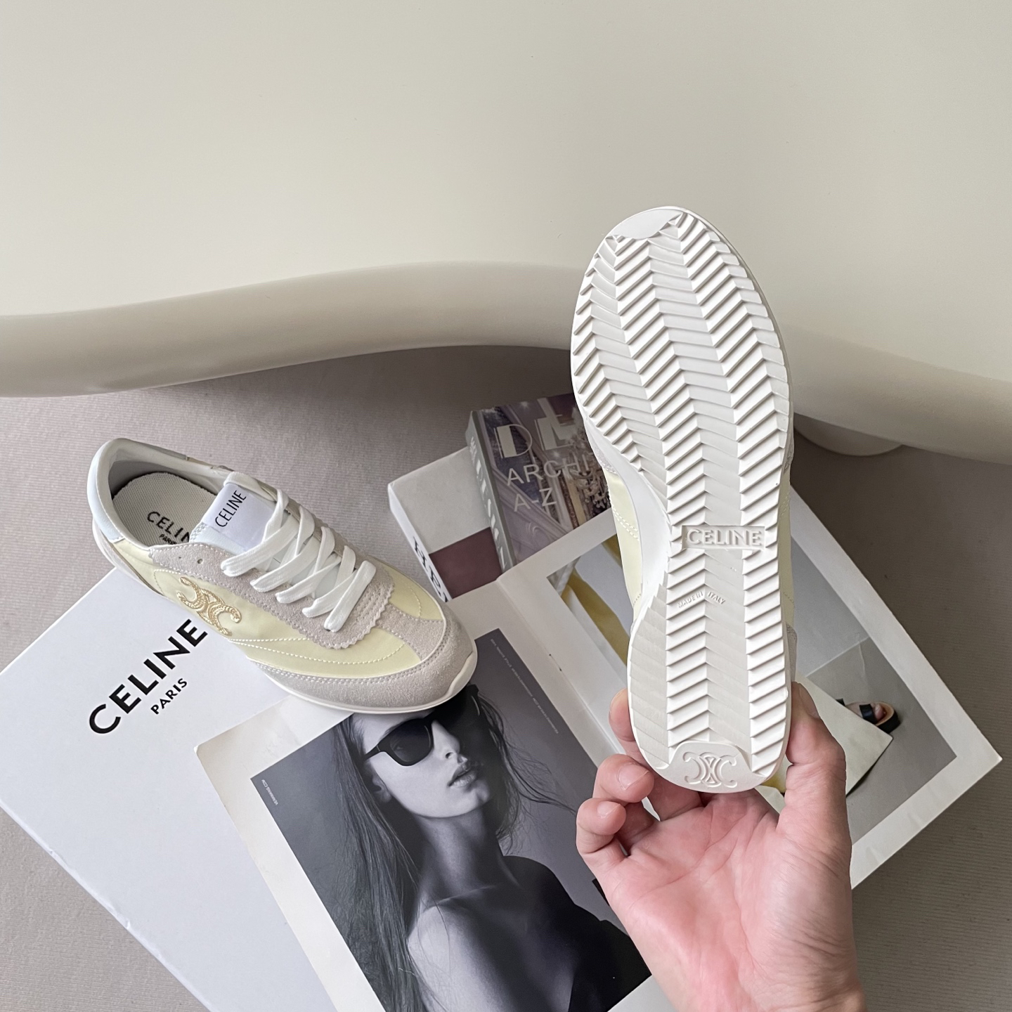 Celine Racer Trainer Sneaker Cream