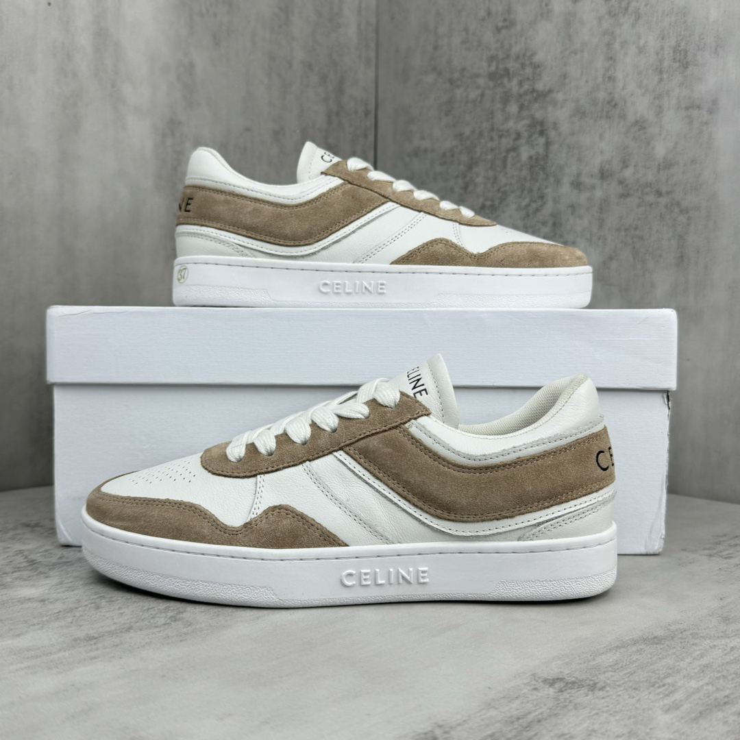Celine Trainer Skate Sneakers White/Tan