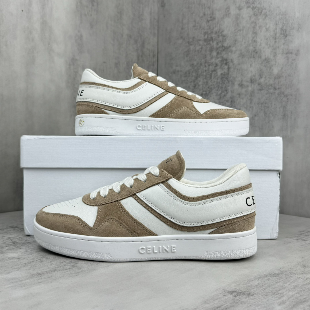 Celine Trainer Skate Sneakers White/Tan