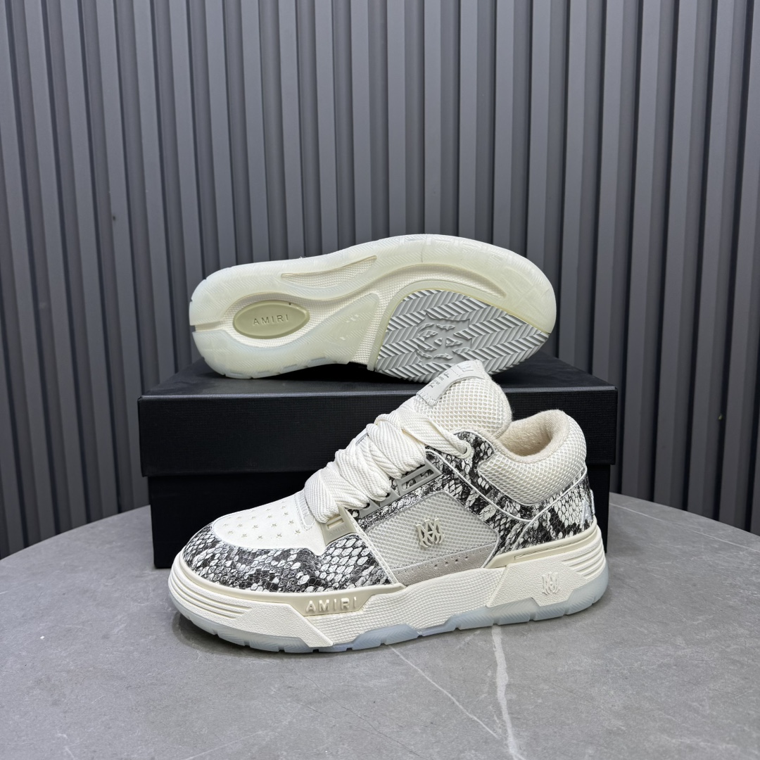Amiri Snake-Print Low Sneakers White/Grey