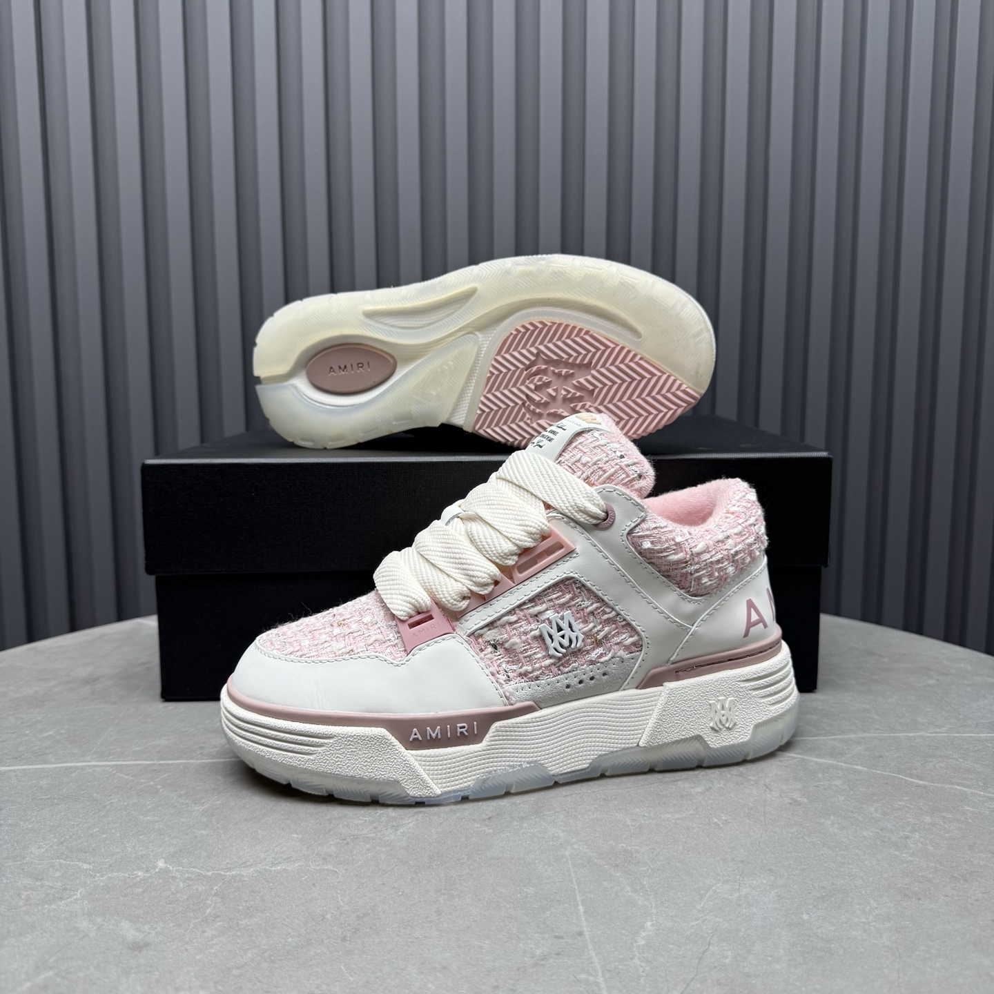 AMIRI Tweed Low-Top Sneakers Pink