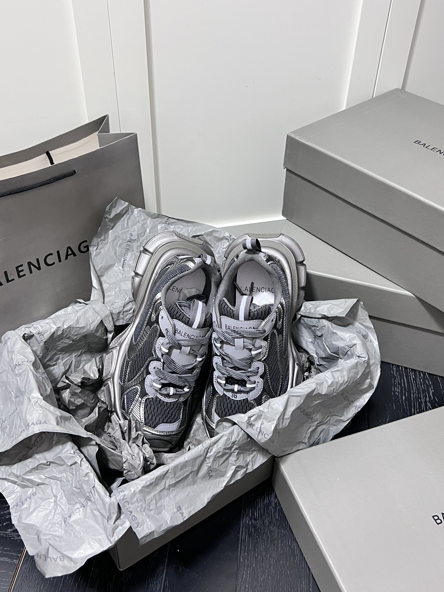 Balenciaga Chunky Dad Sneakers Silver