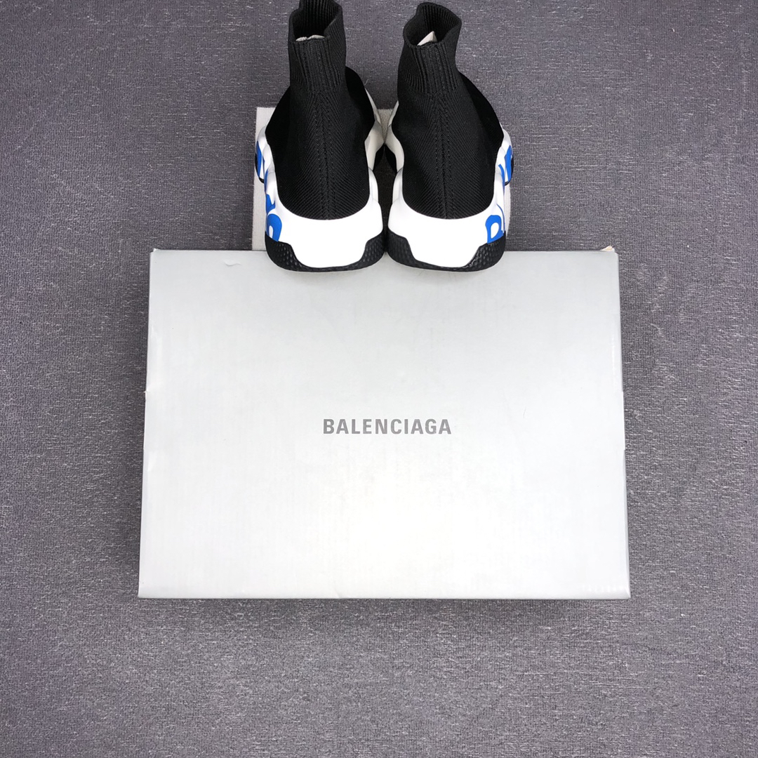 Balenciaga Speed Trainer Sock Sneaker Black/White/Blue