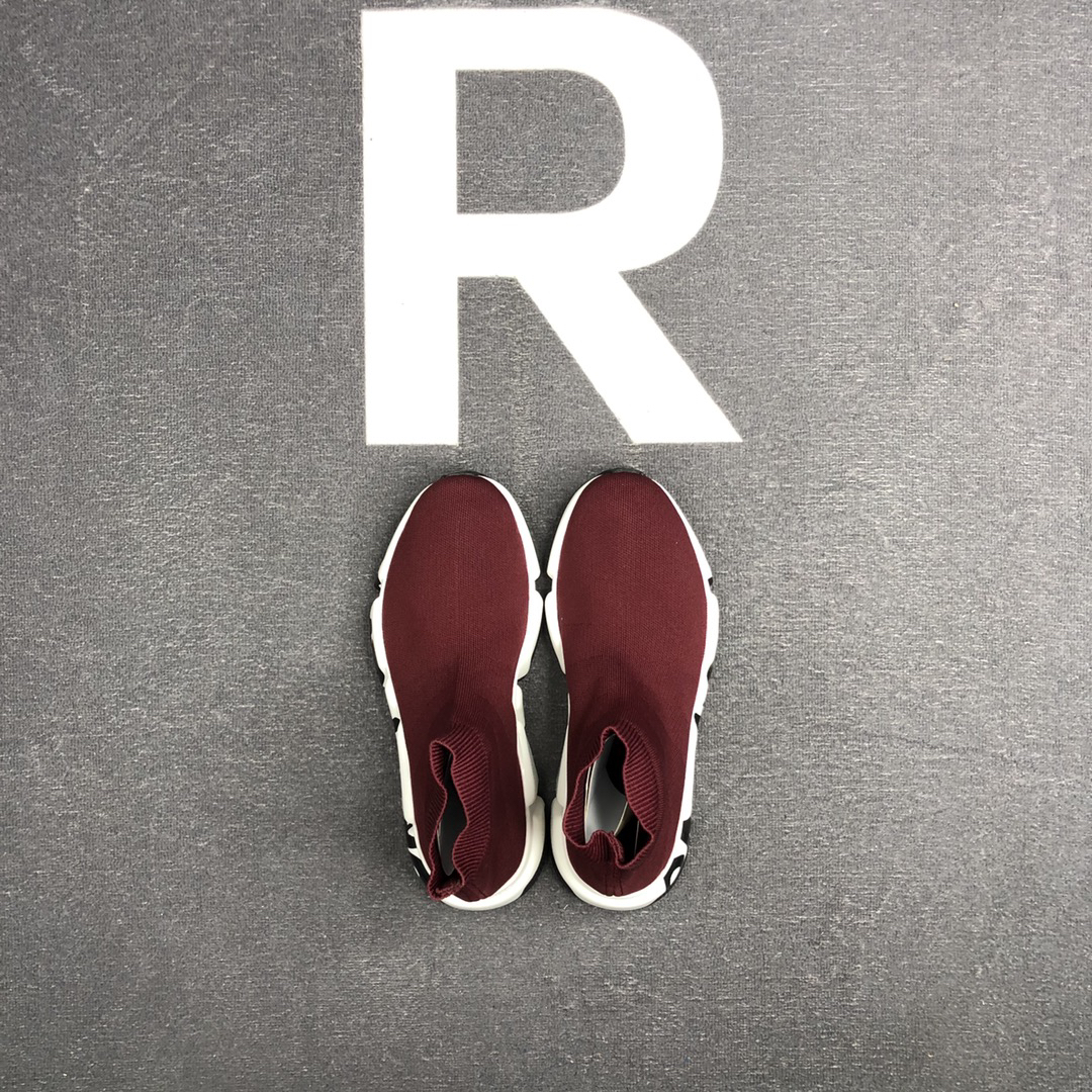 Balenciaga Speed Trainer Sock Sneakers Burgundy