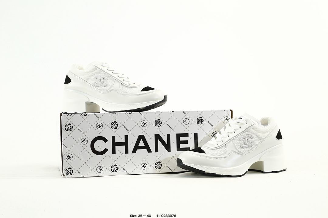 Chanel Calfskin Low-Top Sneakers White/Black