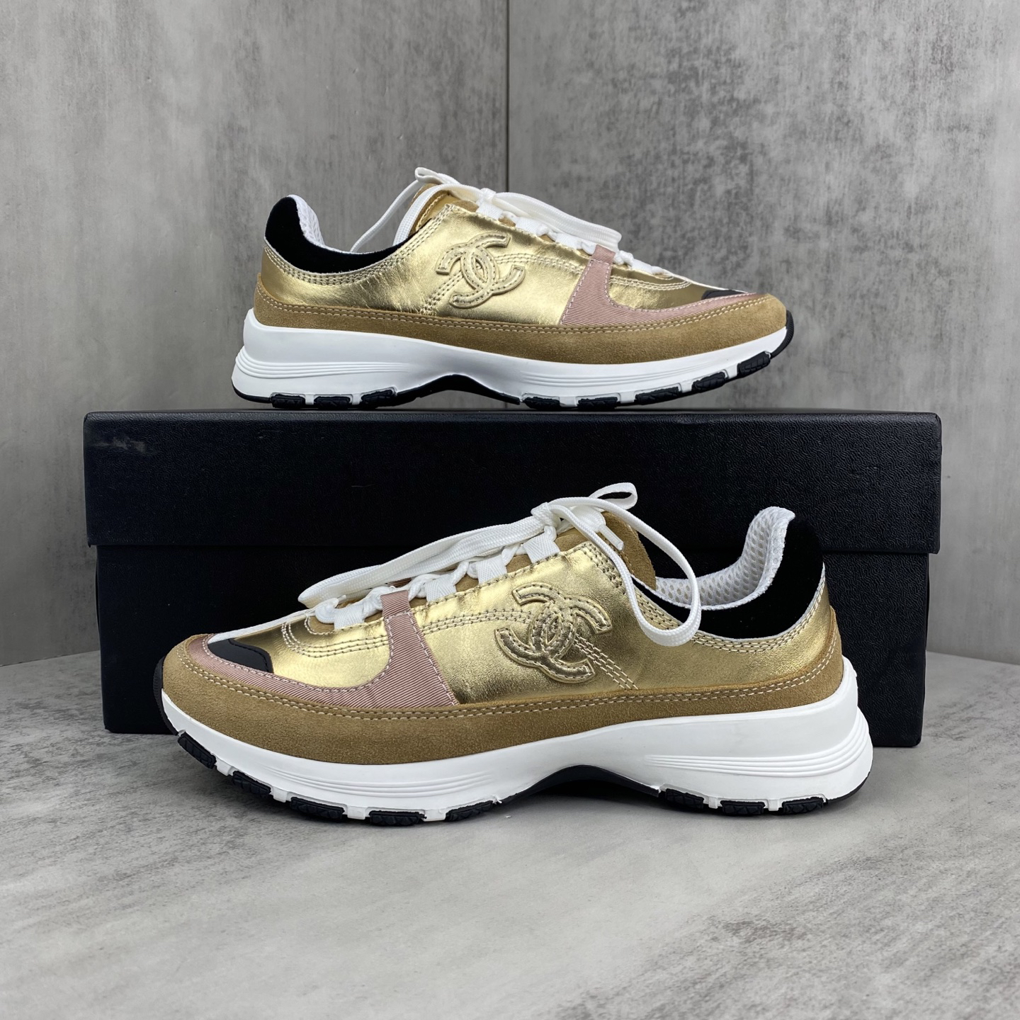 Chanel CC Runner Sneakers Gold