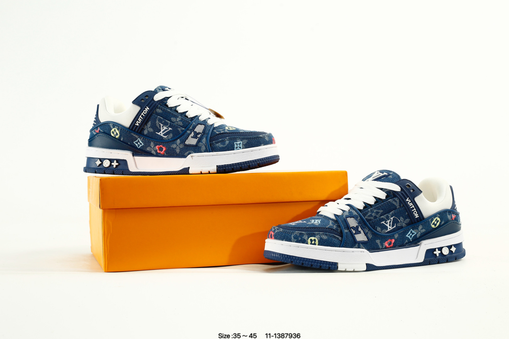 Louis Vuitton Trainer Low Denim Sneakers Blue