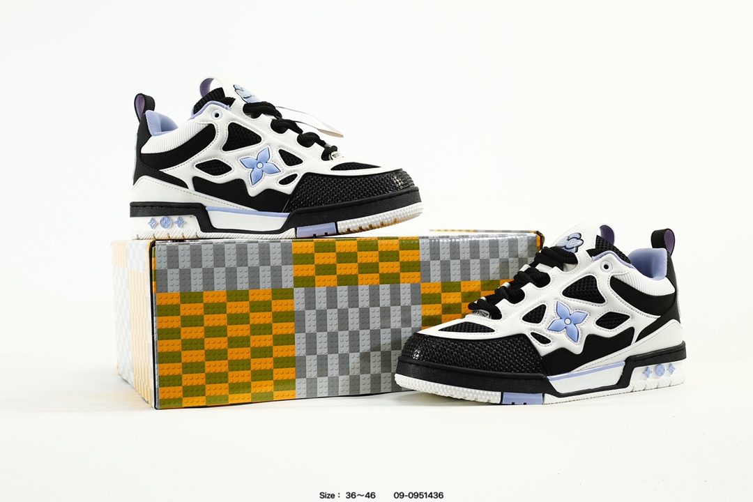 Louis Vuitton Trainer Low Sneaker Black White Blue