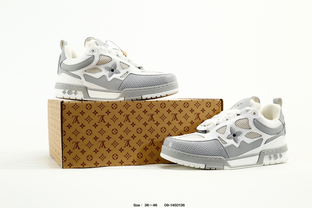 Louis Vuitton Trainer Low Sneaker White Grey