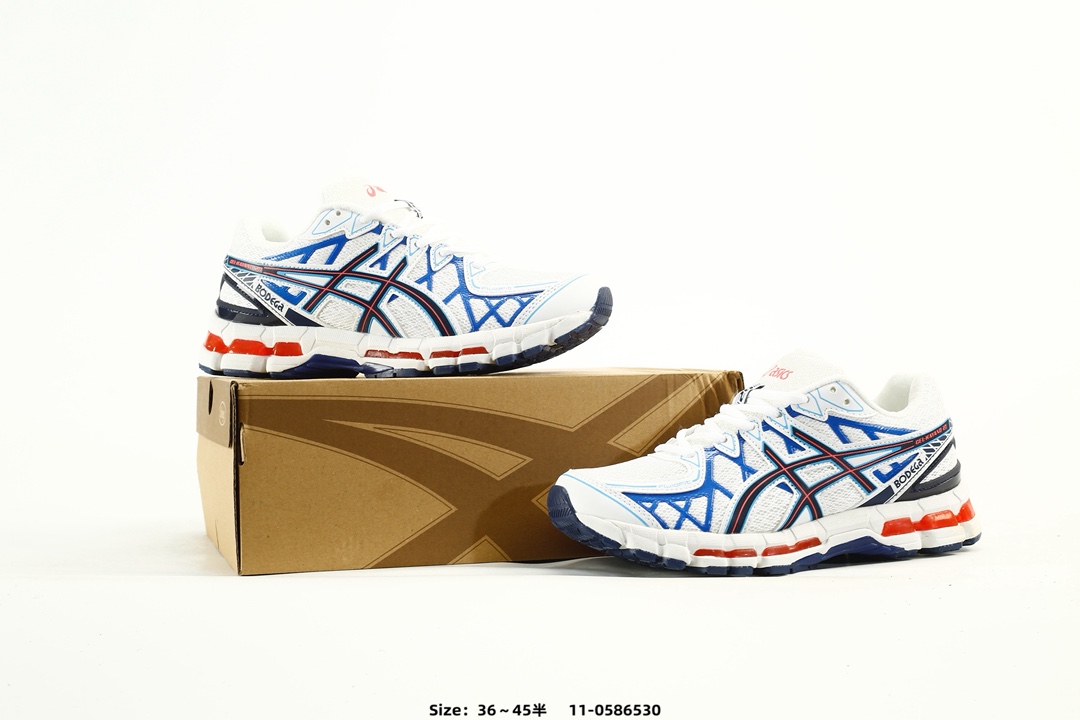 Asics Gel-Kayano 20 Low Top Running Shoes White Blue Red