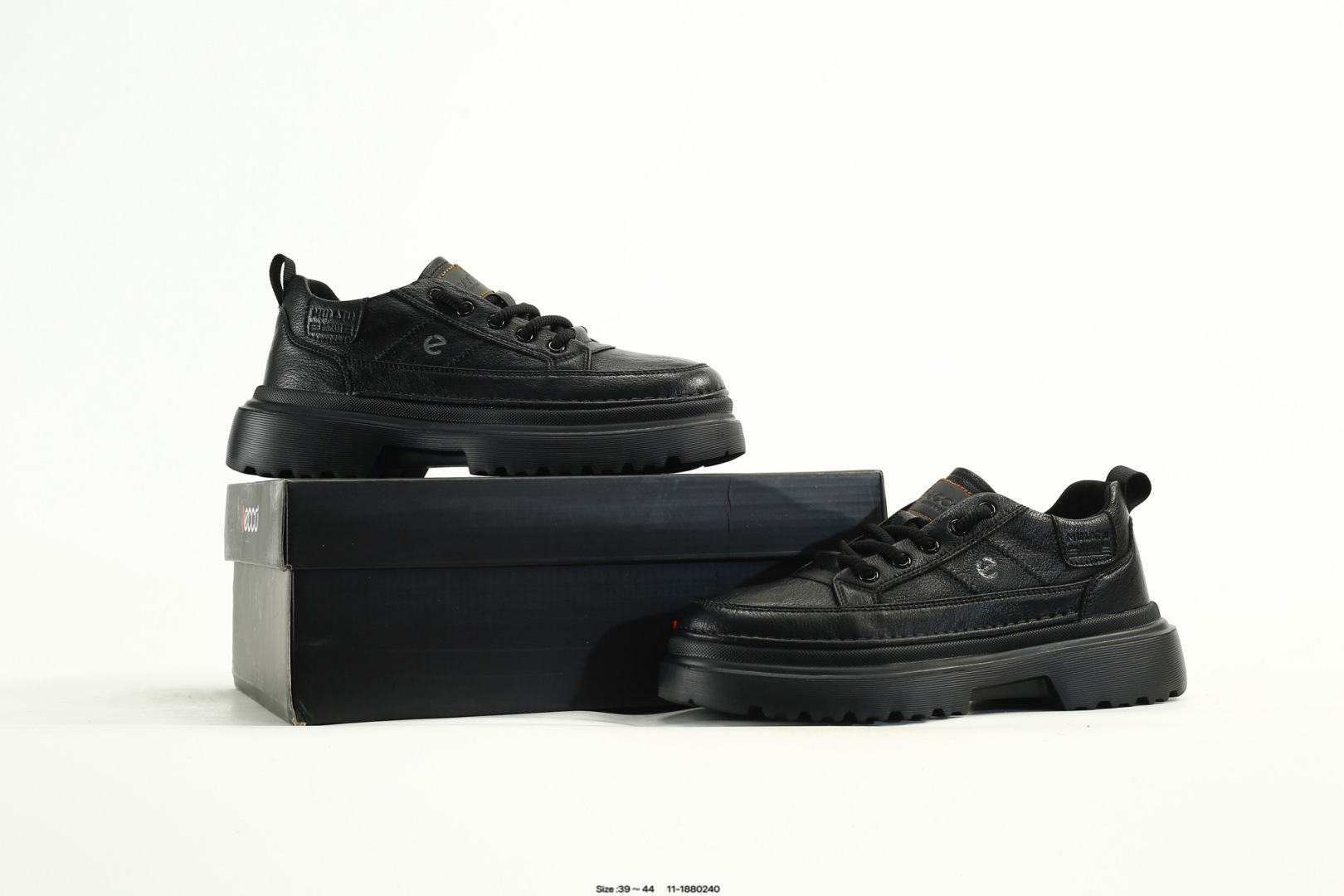 ECCO Platform Leather Sneakers Black