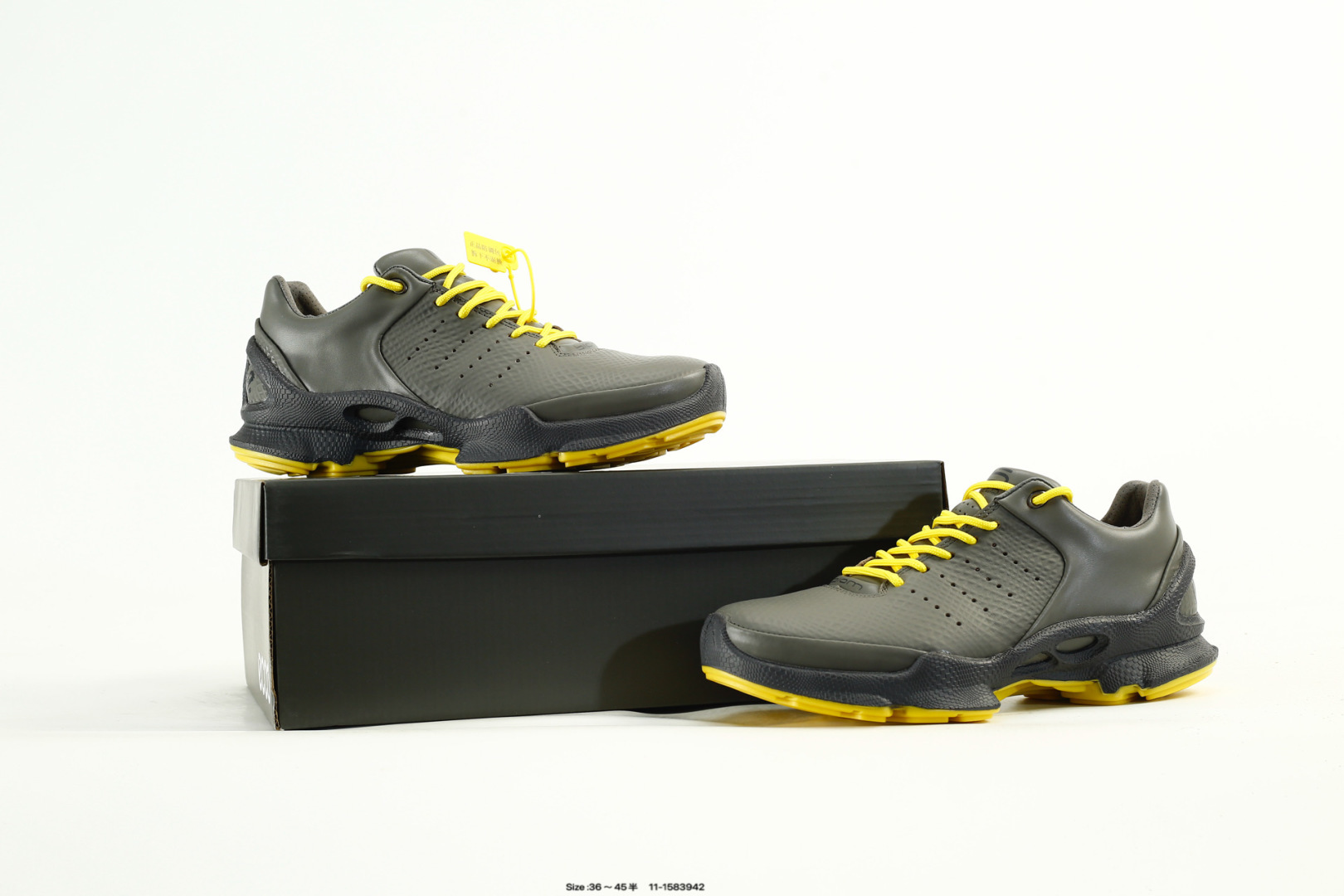ECCO Biom Leather Sneakers Gray/Yellow