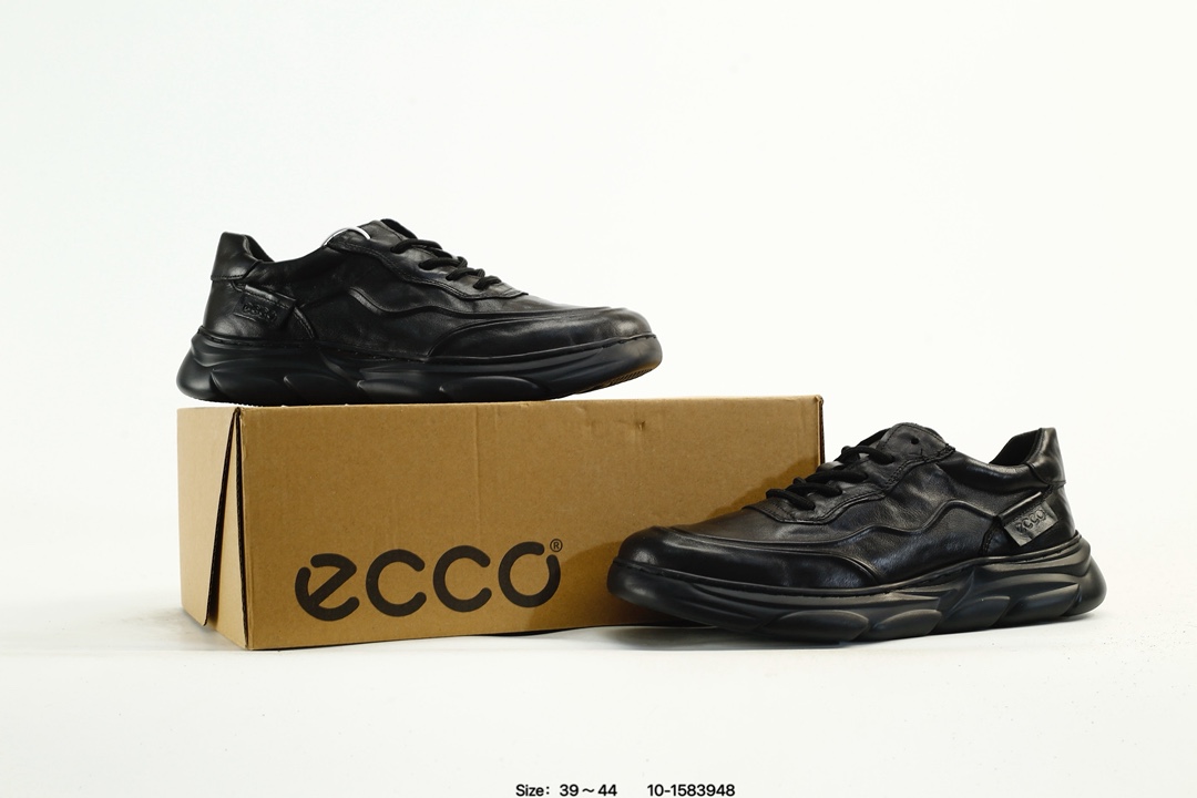 Ecco Men's Breathable Lace-Up Sneakers Black