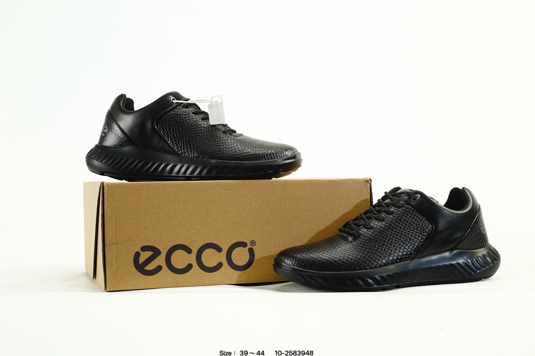 Ecco Breathable Leather Sneakers Black