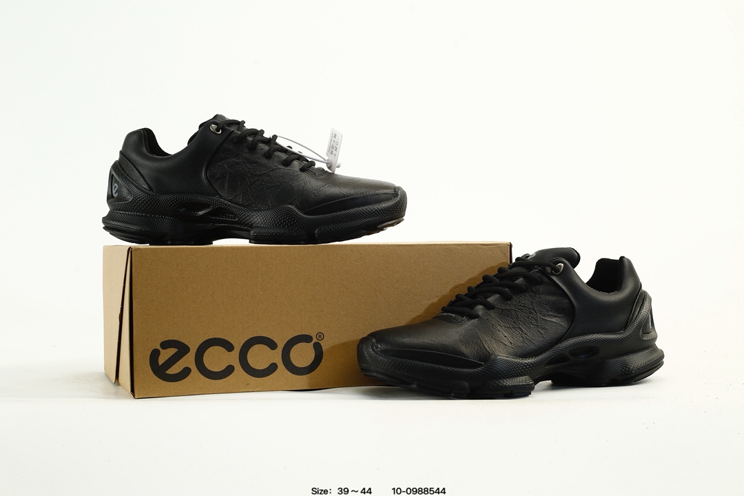 ECCO Breathable Leather Sneakers Black